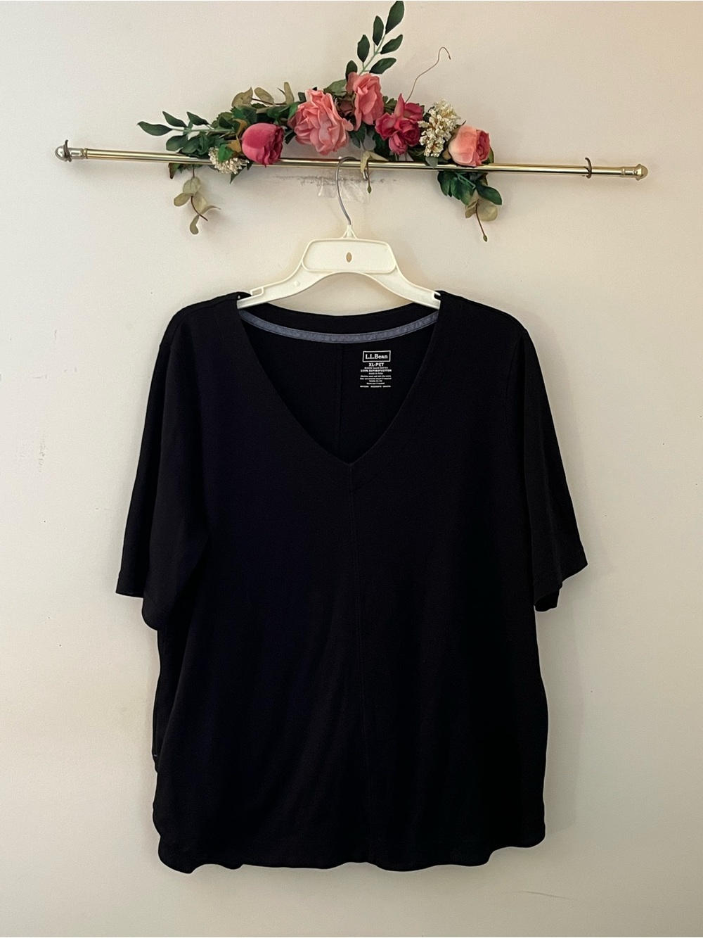 L.L. Bean Women’s Black V-Neck Short Sleeve Tee